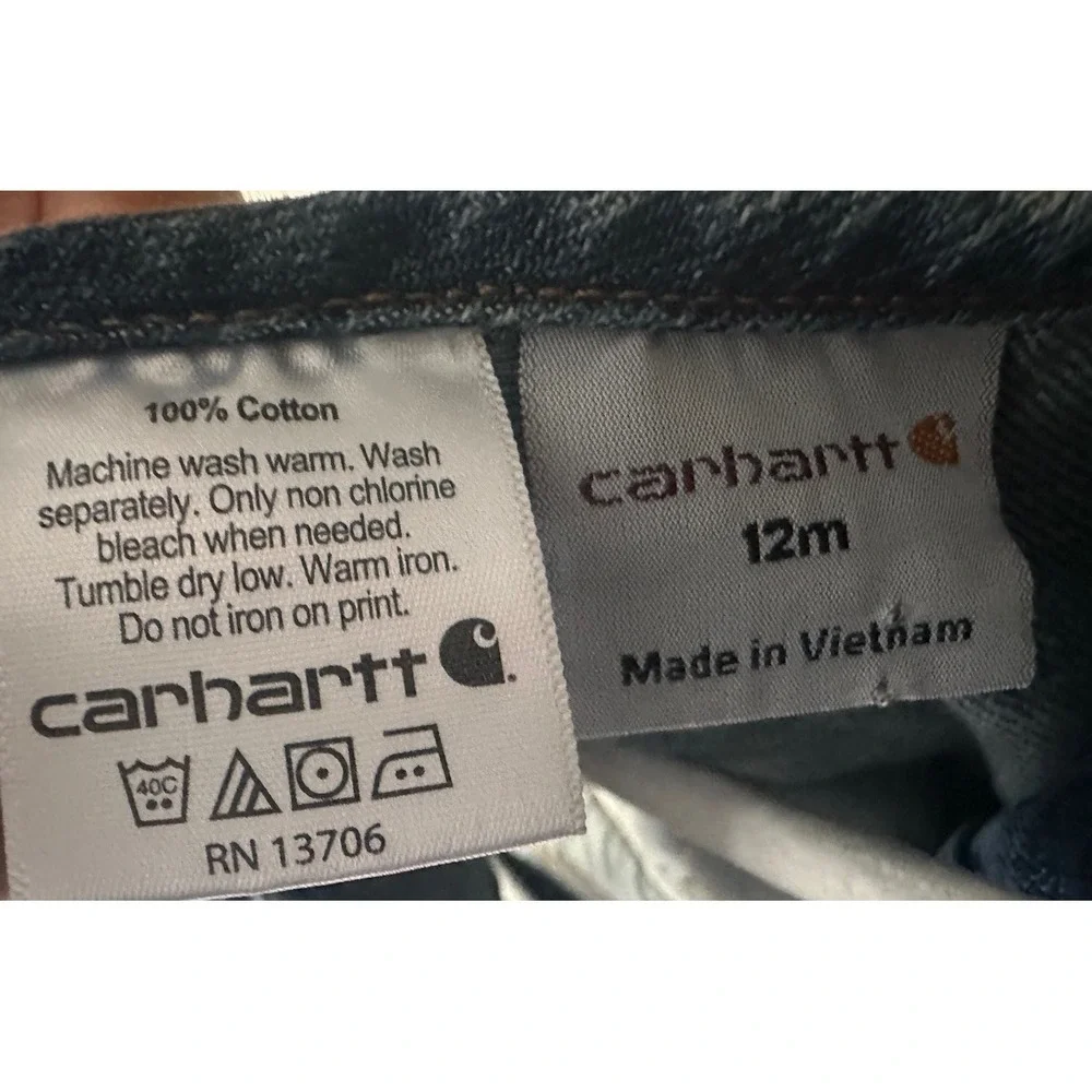 Carhartt Baby Unisex Bib Overalls Denim Sz 12M Country Life Farm